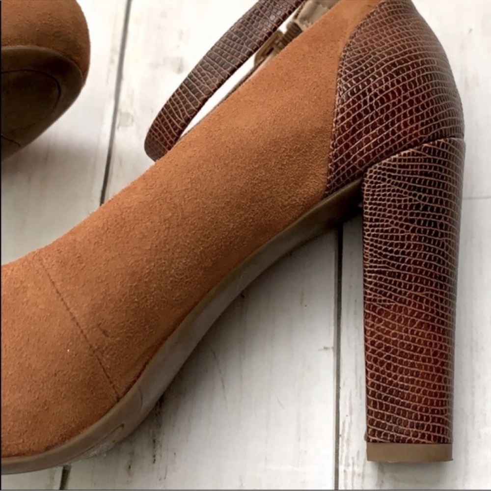 Franco Sarto Denise Suede Pumps Block Heel Hidden Platform - Picture 3 of 8
